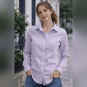 Tristan 100% Cotton Button Down Shirt Women Size М Lavender Long Sleeve Office